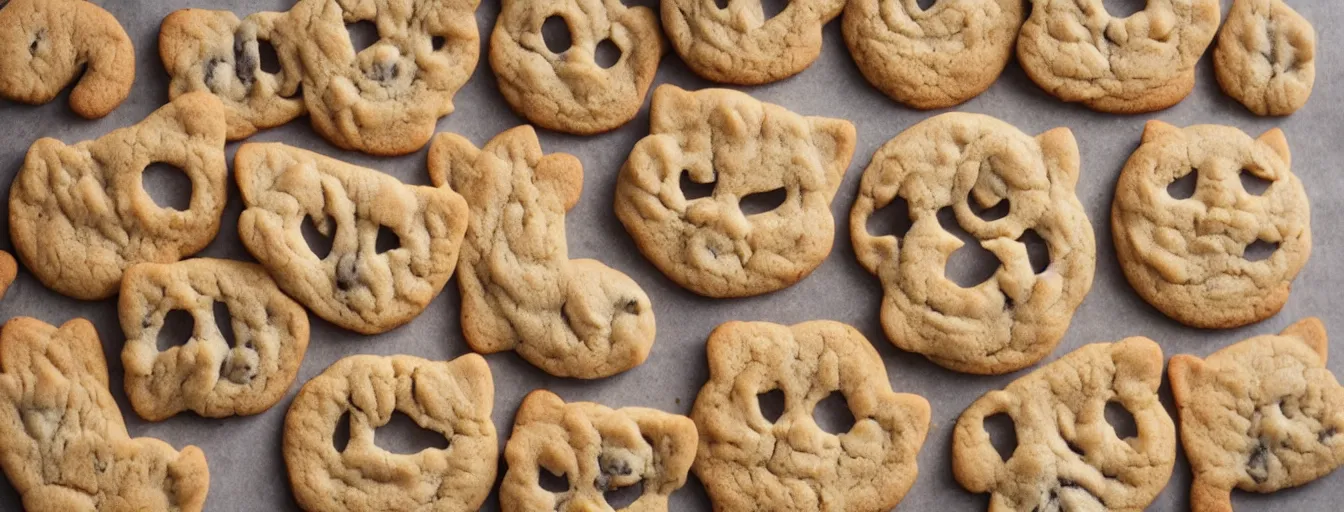 Prompt: ' cookies in the shape of cats face, professional food photography, ultra detailed'