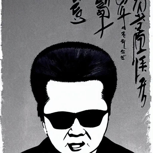 Image similar to kim jong - il in the style of ghost in the shell by mamoru oshii