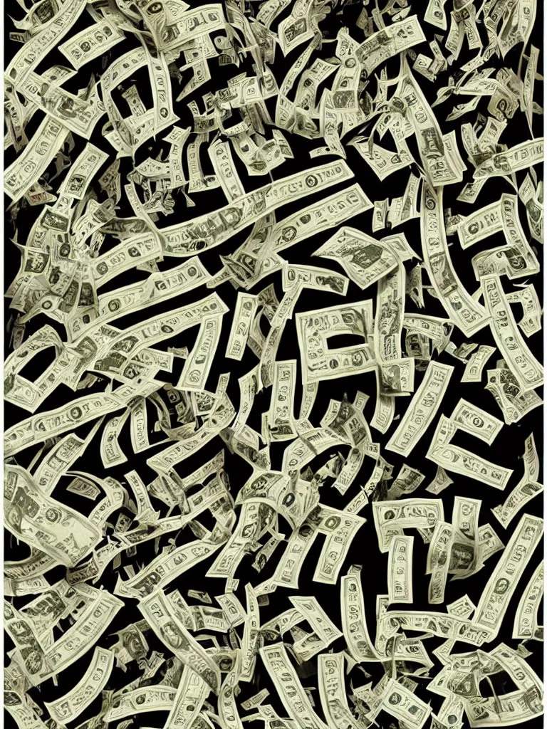 Prompt: money money money, typographical art poster by stefan sagmeister