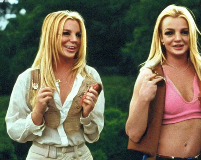 Prompt: britney spears as lindsay lohan and lindsay lohan in the parent trap, 1998, cdx