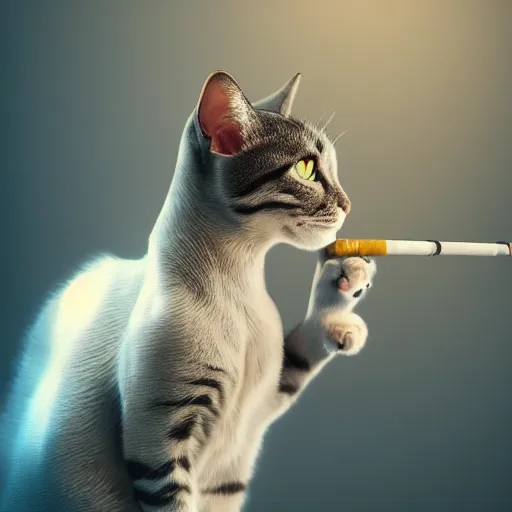 cat smoking cigarette