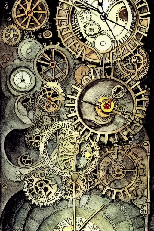 steampunk gears, and eternal clock, inside an open | Stable Diffusion