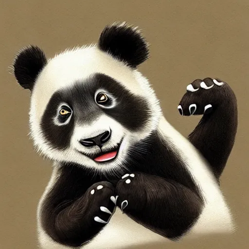 Prompt: panda, Trending on Artstation, Hiroaki Tsutsumi style