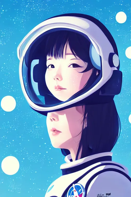 Image similar to portrait of a girl with astronaut helmets by 村 田 莲 尔, cloudy sky background lush landscape ln illustration concept art anime key visual trending 村 田 莲 尔