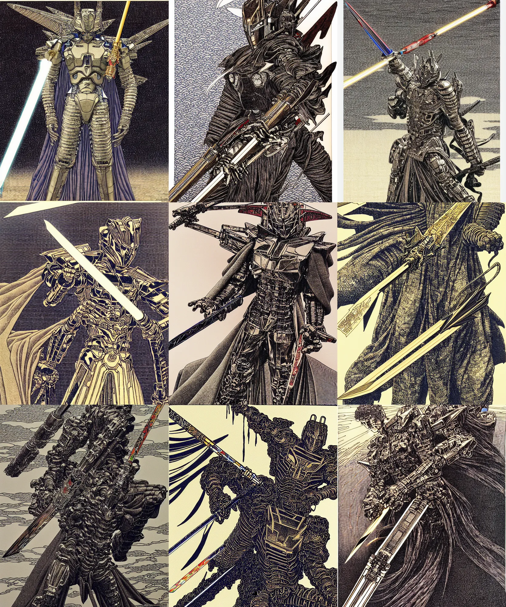 Prompt: transformer victory saber, transformers : victory 1 9 8 9, high details, masterpiece engraving by takato yamamoto, gustave dore, jean giraud