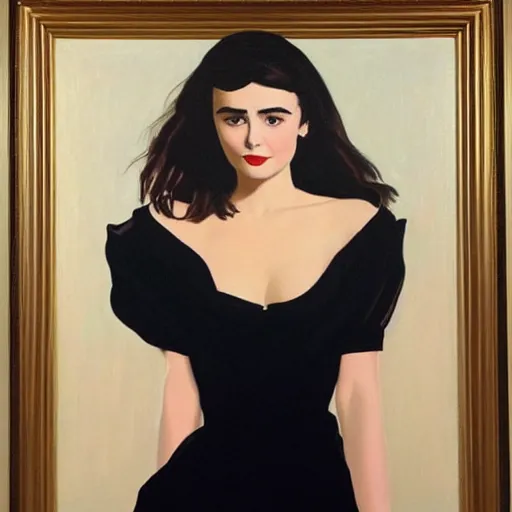 Prompt: of jack vettriano painting of lilly collins