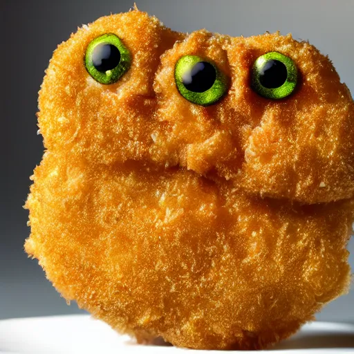 Image similar to a chicken nugget that looks like a monster