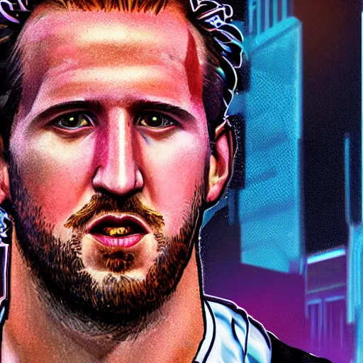 Prompt: photo closeup front orthographic portrait of harry kane, high detail, soft studio lighting, full frontal lighting, digital photography, style of cyberpunk 2 0 2 0