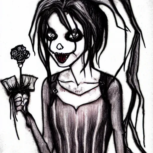 Prompt: grunge drawing by mrrevenge of a clown, corpse bride style