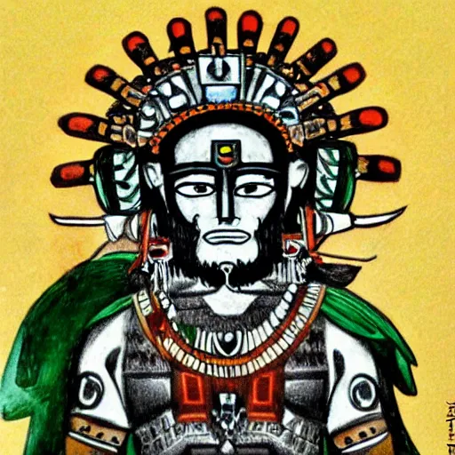 Image similar to odin as an aztec god