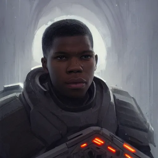Image similar to portrait of a man by greg rutkowski, he looks like john boyega, star wars expanded universe, he is about 2 0 years old, wearing the tactical gear of the galactic alliance, digital painting, artstation, concept art, smooth, sharp foccus ilustration, artstation hq