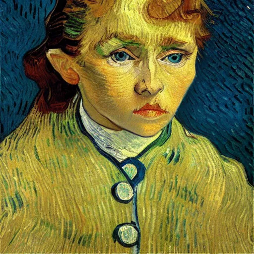 Prompt: high quality high detail painting by vincent van gogh, hd, young pale girl staring intensely, photorealistic lighting