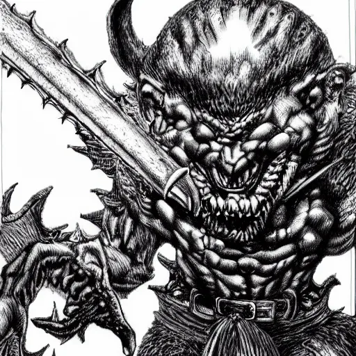 Image similar to a stunning masterpiece of Satan by kentaro miura. It is a hyper-detailed masterpiece.