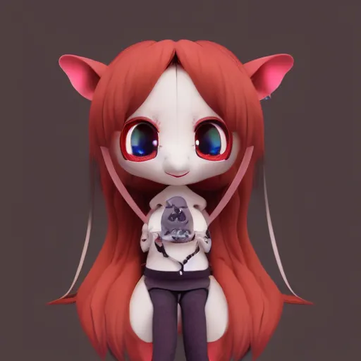 Prompt: cute fumo plush of a marsupial girl, anime girl, artstation character design contest winner, stylized pbr, vray, character silhouette