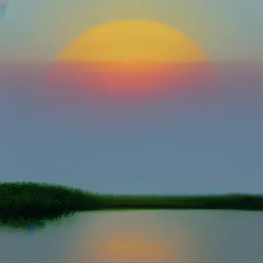 Prompt: sunrise in the everglades, oil painting, minimalist, digital art, 8 k photo