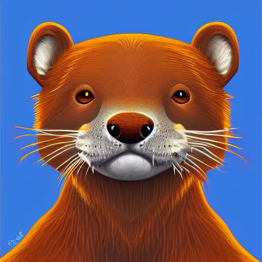 Image similar to stylized digital art expressive furry art painting by blotch and rukis of an anthro otter full body