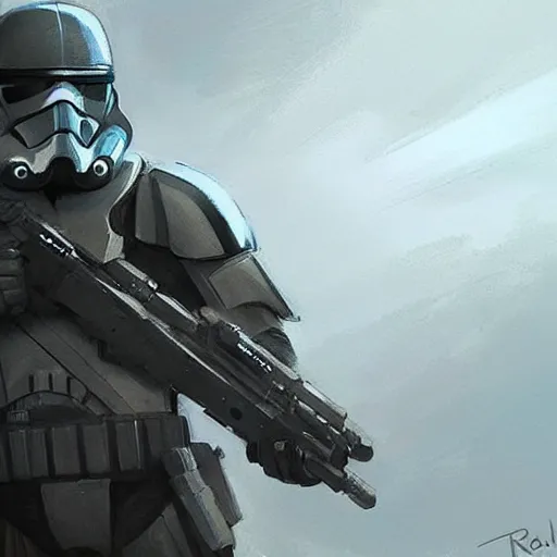 Image similar to star wars concept art by greg rutkowski, soldier wearing a blue and black tactical gear of the hapes republic, digital painting, artstation, concept art, smooth, sharp foccus ilustration, artstation hq