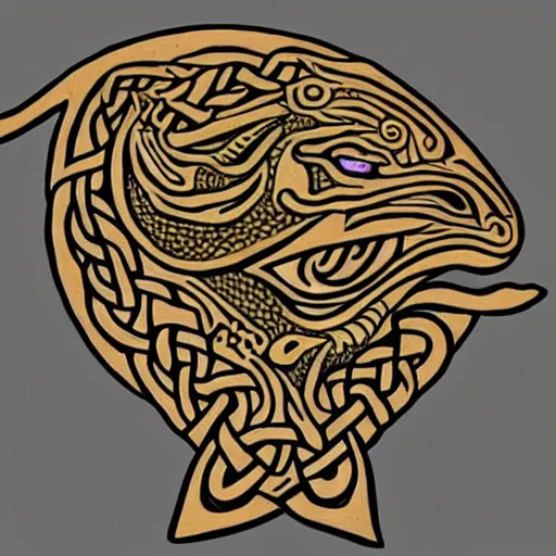 Image similar to Dragon's Head, highly detailed, celtic art style