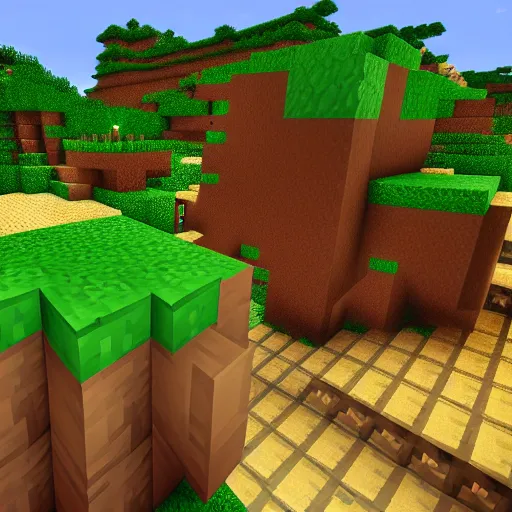 Image similar to an epic minecraft world, but for real,