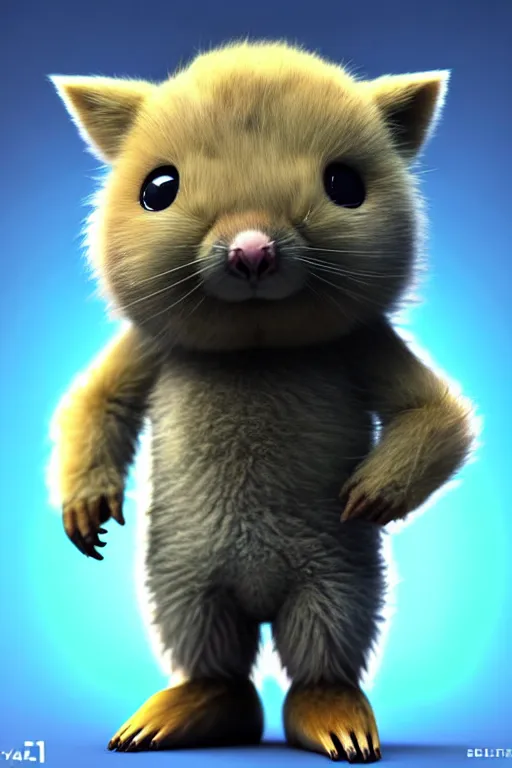 Prompt: high quality 3 d render sci - fi very cute fluffy! wombat!! cyborg soldier with futuristic mechanical parts, cyberpunk monocle!, highly detailed, unreal engine cinematic smooth, in the style of detective pikachu, hannah yata charlie immer, dark blue neon light, low angle, uhd 8 k, sharp focus