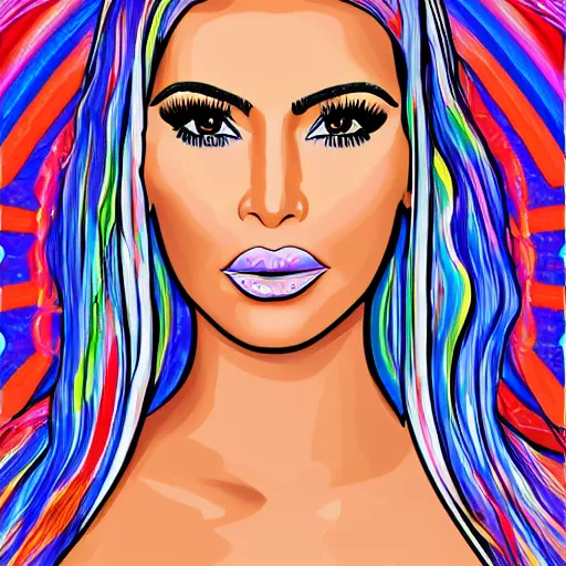 Image similar to digital art of kim kardashian in the style of alex gray