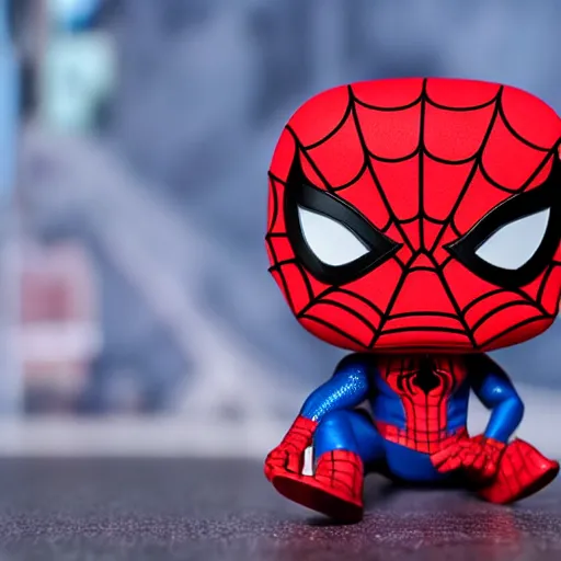 Prompt: spider-man funko pop, 4k realistic photo