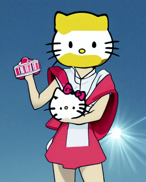 Image similar to anime judge hello kitty holding a gavel, angry eyebrows