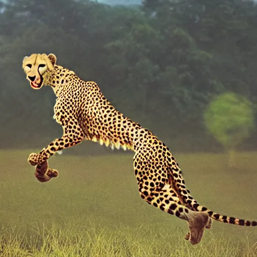 Prompt: a humanoid cheetah fighting in the vietnam war, 4 k, hyper realistic, dslr, landscape, high resolution