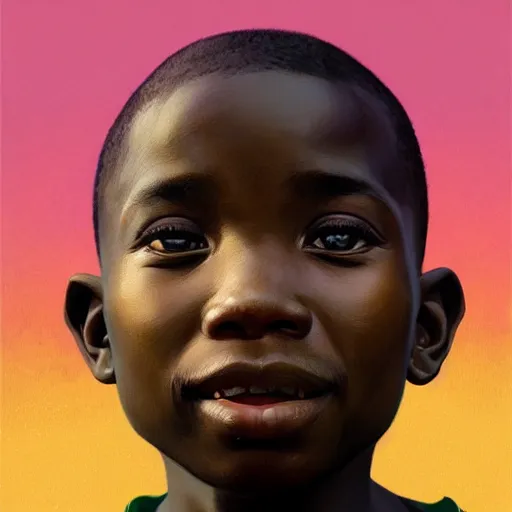 Image similar to colourful upper half portrait of an african boy with sliver teeth grillz, art by hsiao - ron cheng & alphonse mucha, highly detailed, digital painting, ray tracing, concept art, illustration, smooth sharp focus, intricate, symmetry, artstation,