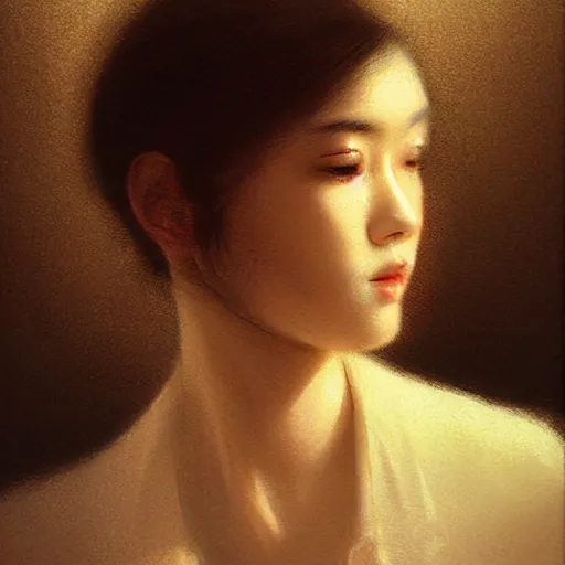 Prompt: portrait of a woman | portrait by ( wlop ) ( noriyoshi ohrai ) | volumetric light