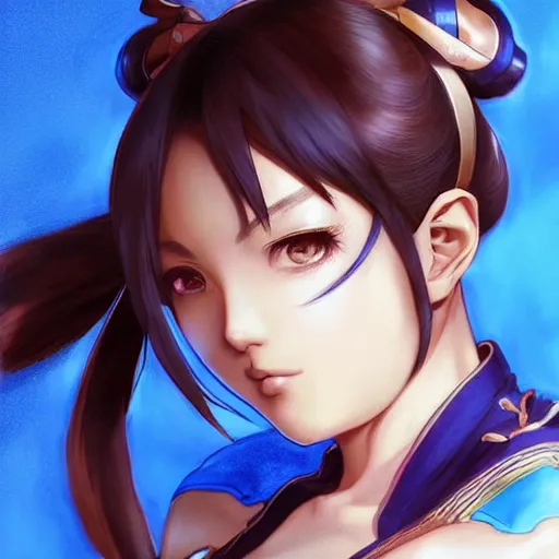 Image similar to A beautiful semi realistic anime portrait of Chun li, by Stanley Artgerm Lau, WLOP, Rossdraws, James Jean, Andrei Riabovitchev, Marc Simonetti, and Sakimichan, tranding on artstation H- 768