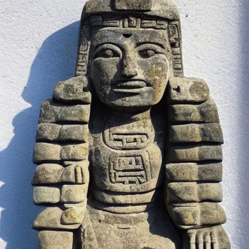 Image similar to ancient aztec, ancient mayan, stone statue, stone sculpture, The Wise Sister