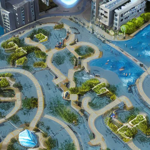 Image similar to a mixed-use walkable neighborhood based on Atlantis