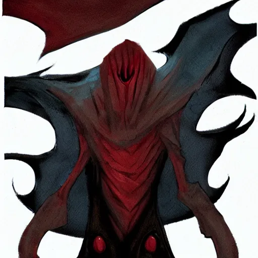 Image similar to concept art character with a vampire squid head and cape that is tall and thin that lives in an ocean setting in the apocalypse created by Dana terrace for a comic book with chromatic aberration and design influences from fret nice the video game