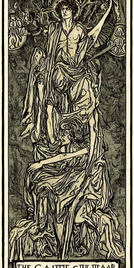 Image similar to the chariot tarot card by austin osman spare