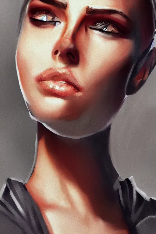 Image similar to gigachad as female digital painting trending on artstation