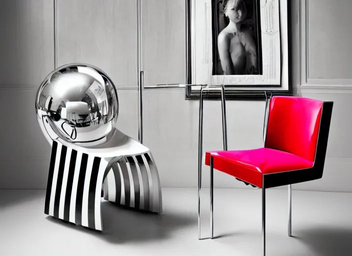 Prompt: a chair designed by jeff koons, interior design magazine photography