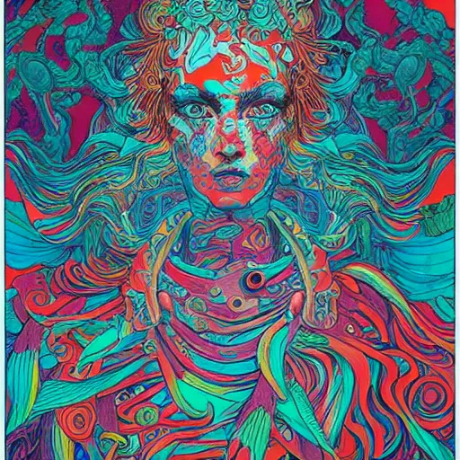 Image similar to psychedelic james jean illustration