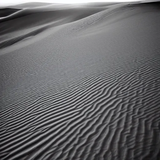Prompt: a desert landscape like this one often features sand dunes. sand dunes, formed by the wind, come in many shapes and sizes. the direction of the wind can be indicated by the ripples in the dunes — the sides of dunes without ripples usually face the wind.