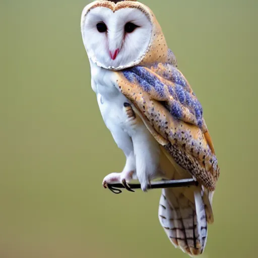 Image similar to barn owl in a suit, very detailed, album photo, canon shot