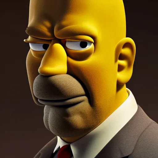 Image similar to closeup portrait of homer simpson, depth of field, zeiss lens, detailed, symmetrical, centered, fashion photoshoot, by Annie Leibovitz and Steve McCurry, David Lazar, Jimmy Nelsson, Breathtaking, 8k resolution, extremely detailed, beautiful, establishing shot, artistic, hyperrealistic, beautiful face, octane render