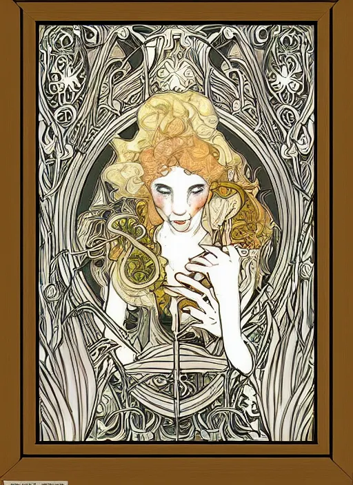 Image similar to an art nouveau picture frame around a blank canvas vector art by brian froud