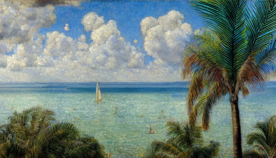 Prompt: a ultradetailed beautiful painting of the thunderstorm sky of the amazonas palace balustrade designed by jules bastien - lepage, tarsila do amaral, frank weston and gustave baumann, beach, trending on artstation, mediterranean, palm trees, sharp focus, colorful refracted sparkles and lines, soft light, 8 k 4 k