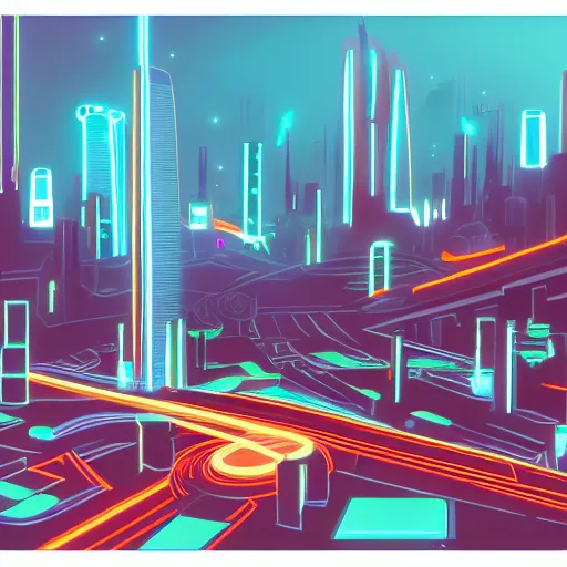 Image similar to a city in the style of tron