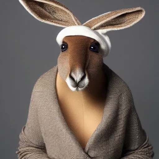 Image similar to kangaroo wearing a bonnet