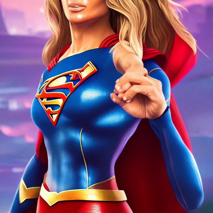 Image similar to jennifer lopez as supergirl. intricate abstract. intricate artwork. by tooth wu, wlop, beeple, dan mumford. octane render, trending on artstation, greg rutkowski very coherent symmetrical artwork. cinematic, hyper realism, high detail, octane render, 8 k, iridescent accents
