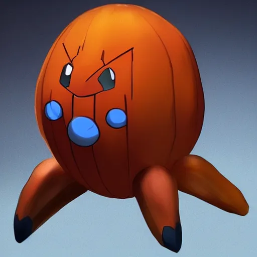 Prompt: A pokemon that looks like a A beetle with a pumpkin-like shell that causes storms when it takes off，Trending on art station. Unreal engine.