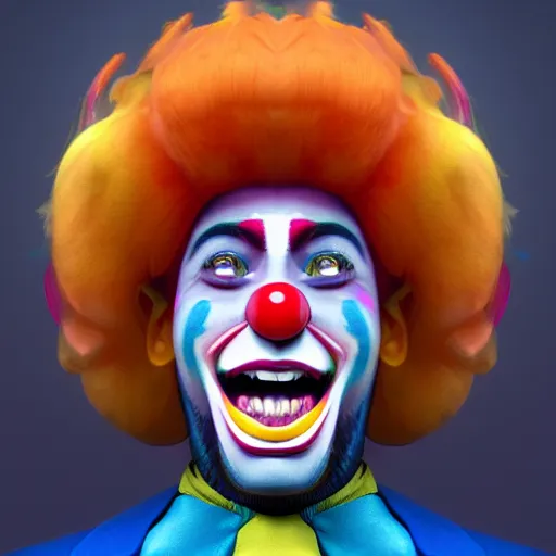 Image similar to Portrait of a colorful happy joyful funny clown, artstation, cgsociety, masterpiece