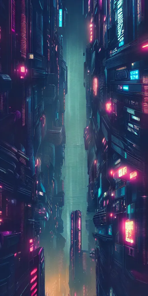 Image similar to epic cyberpunk cityscape : : blade runner, james guilleard, beeple, laurie greasley, dan mcpharlin : : ornate, dynamic, particulate, rich colors, intricate, elegant, highly detailed, centered, artstation, smooth, sharp focus, octane render, 3 d