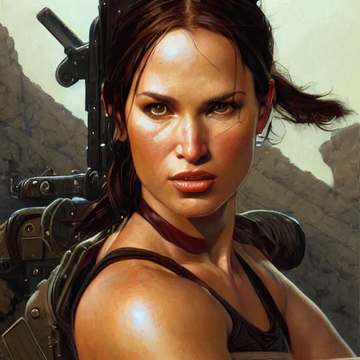 Prompt: portrait of lara croft, by donato giancola, alex ross, and norman rockwell.